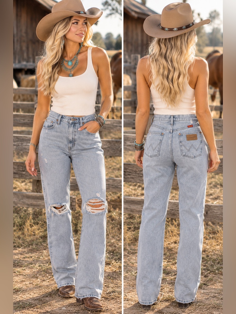 Vintage Wrangler Distressed Jeans — Size 11/34